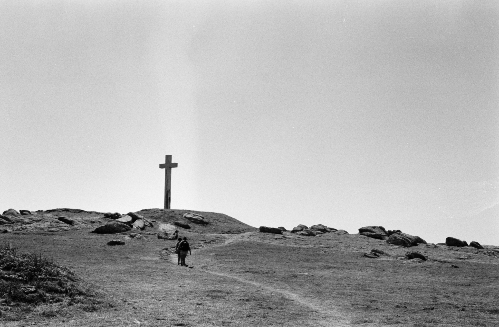 Hill with a christian cross at the top